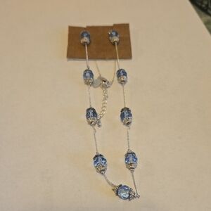 Elegant Silver and Blue Beaded Necklace